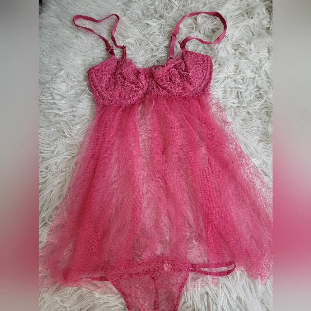chinese dress ladies Vintage 2000’s Victoria’s Secret pink polka dot print babydoll dress main image 0